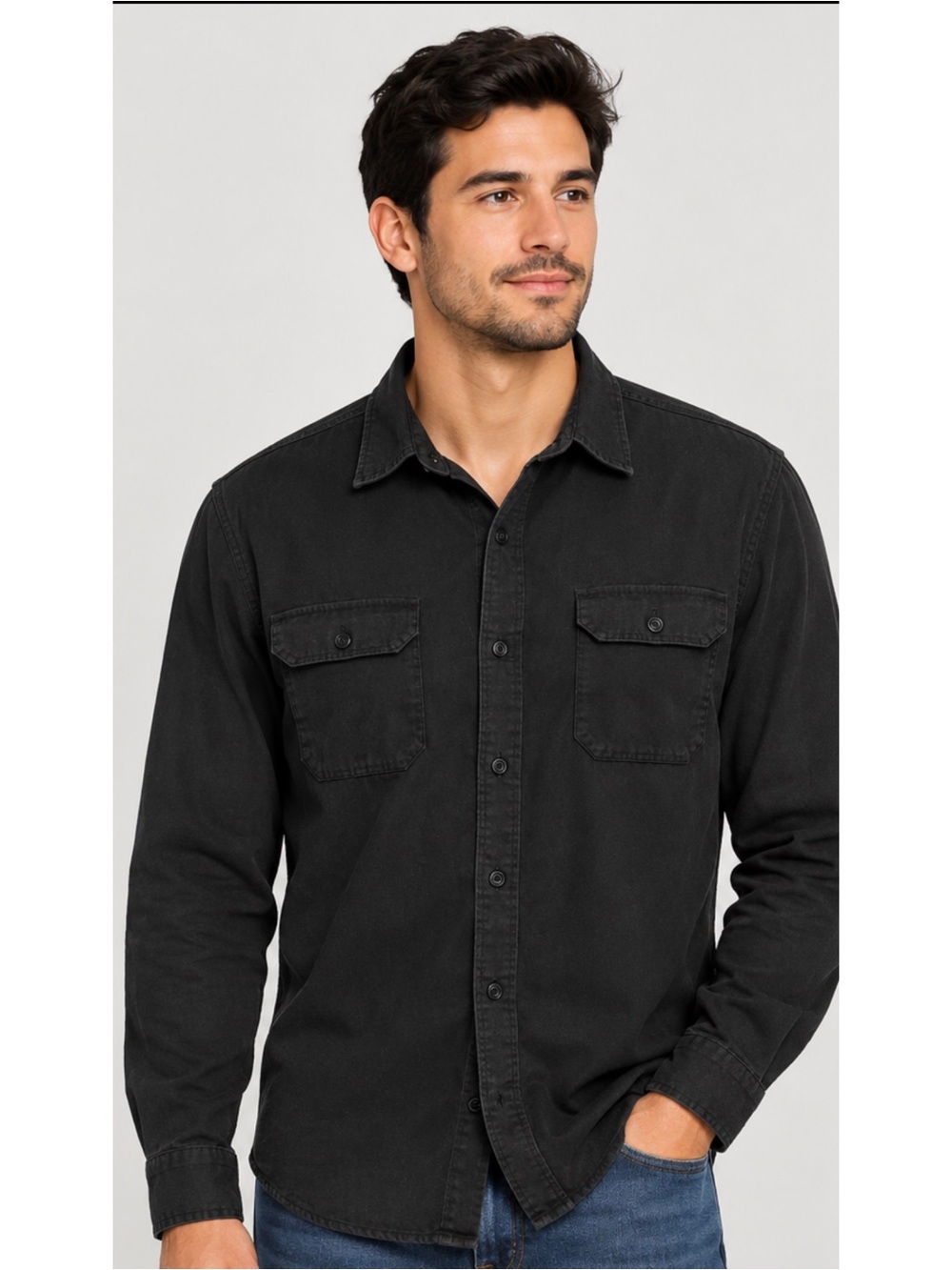 Levi's Stretch Black Western Work Shirt Men's L